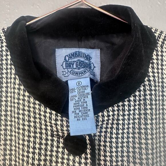 Cambridge Dry Goods houndstooth velvet button and neck jacket size 8 - Picture 2 of 6